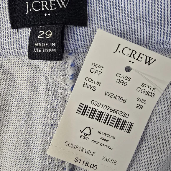 NWT J. Crew Factory Cropped Pants Blue White Stripe High Rise Wide Leg 29 - Picture 2 of 12